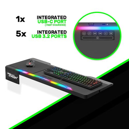 Couchmaster Lapboard³ with HORIZONLIGHT RGB Bar, Ultimate Ergonomic USB-Hub Gaming Lap Board for Couch and Bed, Large, Stable and Compatible with All Keyboards and Mice, Laptops, PCs, PS4/5, Xbox - color: Black Lapboard³