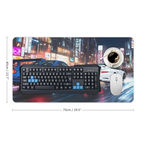 Large Ergonomic Gaming Mouse Pad Japanese JDM Tokyo Night Street Racing Japanese Style Theme with Non-Slip Base Water-Resistant Surface and Stitched Edges, 40X75cm - color: Style-5, size: 40X75cm