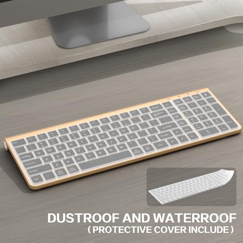 JOYACCESS Black Gold Wireless Keyboard with Low-Profile Keys - 2.4GHz Full-Sized,Windows & Mac OS, Quiet,Ergonomic Keyboard for Computer, Laptop, PC, Mac,Windows- Gold - color: Black Glod