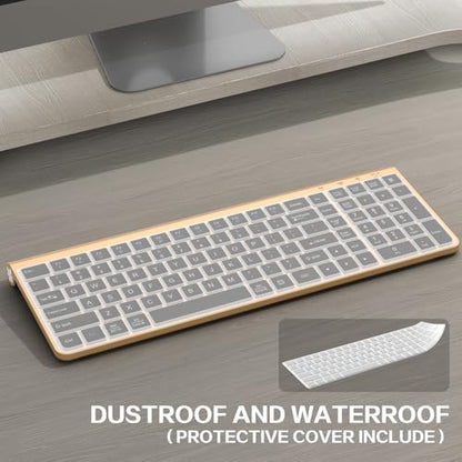 JOYACCESS Black Gold Wireless Keyboard with Low-Profile Keys - 2.4GHz Full-Sized,Windows & Mac OS, Quiet,Ergonomic Keyboard for Computer, Laptop, PC, Mac,Windows- Gold - color: Black Glod