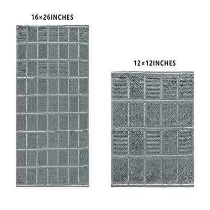 Glynniss Kitchen Towels and Dishcloths Set, Dish Towels and Dish Rags for Washing Dishes, for Cleaning Cooking Drying Pack of 8 (Grey) - color: Grey