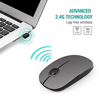 VssoPlor Wireless Mouse, 2.4G Slim Portable Computer Mice with Nano Receiver Quiet Silent Optical Laptop Mouse for Notebook, PC, Laptop, Computer-Black and Gray - color: Black and Gray