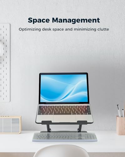 Aoviho 360° Rotating Laptop Stand for Desk | Adjustable, Foldable, Portable Aluminum Ergonomic Riser | Compatible with MacBook, Dell, HP & All Laptops 10-16 inch | Rose Gold - color: Rose Gold