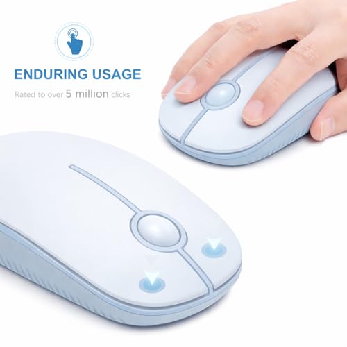 VssoPlor Wireless Mouse, 2.4G Slim Portable Computer Laptop Mouse with Nano Receiver Quiet Silent Optical Mice for Notebook, PC, Laptop, Computer-Light Blue - color: Light Blue