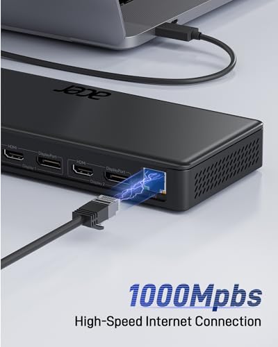 Acer 15-in-1 Laptop Docking Station Support DisplayLink Triple Monitors, USB C Docking Station, 130W Power Adapter, 10Gbps Data Transfer, 1Gbps Ethernet for MacBook Pro/Air, Acer Laptops, PC and More