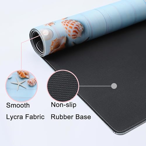 Desk Mat,Large Mouse Pad 35''×15.6'' XXL Extended Gaming Mouse Pad Mat with Non-Slip Base Stitched Eges Mousepad for Computer,Office,Keyboard and Laptop - Sea Shell - color: C5-Sea Shell