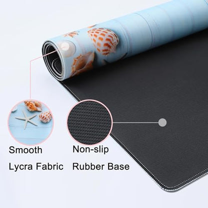 Desk Mat,Large Mouse Pad 35''×15.6'' XXL Extended Gaming Mouse Pad Mat with Non-Slip Base Stitched Eges Mousepad for Computer,Office,Keyboard and Laptop - Sea Shell - color: C5-Sea Shell