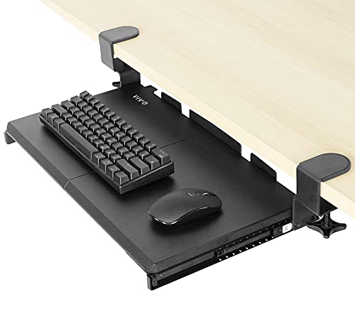 VIVO Small Keyboard Tray, Under Desk Pull Out with Extra Sturdy C Clamp Mount System, 20 Inches (26 Inches Including The Clamps) x 11 Inches Slide-Out Platform Computer Drawer for Typing, Black, - color: Black, size: 20 inch