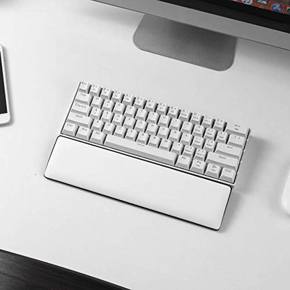 LTC Keyboard Wrist Rest, Cushion Support Pads for 61-Key Keyboard, for Office, Gaming, Computer PC Laptop Mac Typing, with PU Leather & Anti-Slip Rubber Base, Angle Inclined (60% Compact, White)