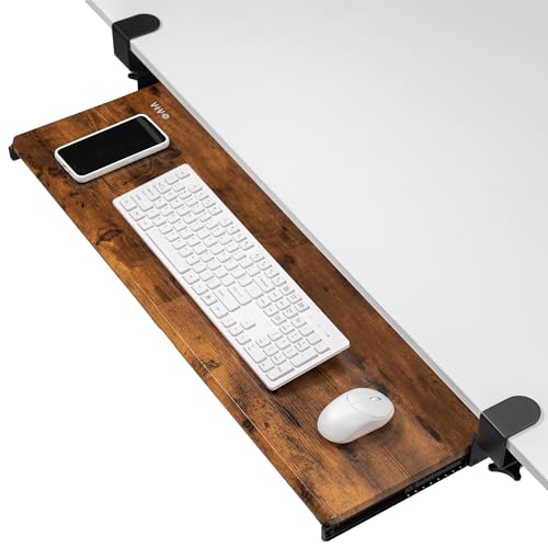 VIVO Extra Long Clamp-on Computer Keyboard and Mouse Under Desk Slider Tray, 34 x 11 inch Pull Out Platform Drawer, Rustic Vintage Brown, MOUNT-KB15EN - color: Vintage Brown, size: 34 inch