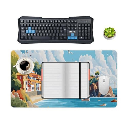 Sea Sandy Beaches Large Extended Gaming Mouse Pad (16x30in) - Durable Stitched Edges XXL Desk Mat for Keyboard and Mouse - Water Resistant & Non-Slip Rubber Base - color: black-2, size: 16x30in