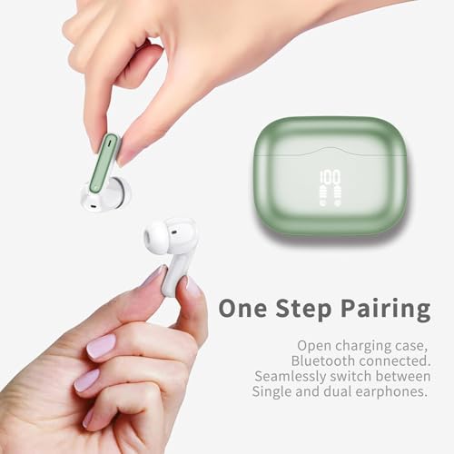 Wireless Earbuds, Bluetooth 5.4 Headphones in Ear with 4 ENC Noise Cancelling Mic, New Wireless Earphones HiFi Stereo Deep Bass 40H Playtime, In-Ear Bluetooth Earbuds LED Display IP7, USB-C, Green - color: Green