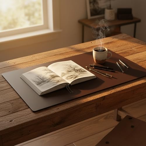 Dacasso Leather Desk Pad Without Side Rails - color: Chocolate Brown, size: 24" x 38"