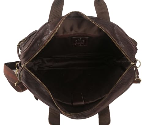Leather briefcase 18 Inch Laptop Messenger Bags for Men and Women Best Office briefcase Satchel Bag (Brown) - color: Brown