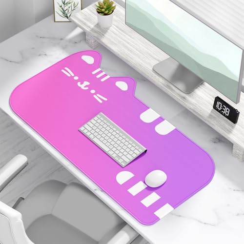 Dapesuom Large Gaming Mouse Pad, Extended Mouse Mat with Stitched Edges, Cute Anime Cat Keyboard Pad with Non-Slip Base, Big XXL Desk Mats for Gamer, Computer, 29.5 x 15.9in, Sweet Dreamy Gradient - color: Z-Sweet Dreamy Gradient