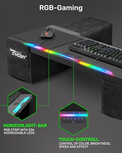 Couchmaster CYCON³ HORIZONLIGHT Bar, Ultimate Ergonomic USB-Hub Gaming Lap Desk for Couch and Bed, Large, Stable and Compatible with All Keyboards and Mouse/Mice, Laptops, PCs, PS4/5, Xbox - color: Black