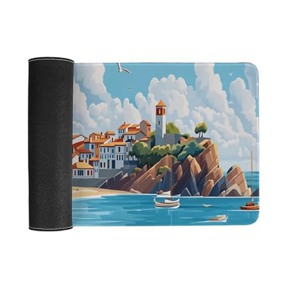 Sea Sandy Beaches Large Extended Gaming Mouse Pad (16x30in) - Durable Stitched Edges XXL Desk Mat for Keyboard and Mouse - Water Resistant & Non-Slip Rubber Base - color: black-2, size: 16x30in