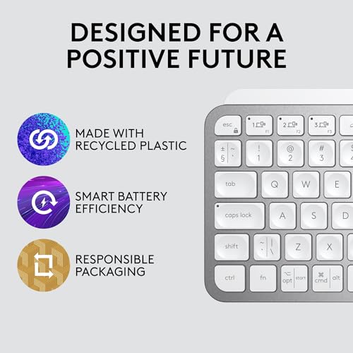 Logitech MX Keys Mini Minimalist Wireless Illuminated Keyboard, Compact, Bluetooth, Backlit, USB-C, Compatible with Apple macOS, iOS, Windows, Linux, Android, Metal Build - Pale Gray - color: Pale Grey, style: MX Keys Mini