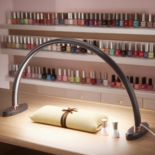 Half Moon Light for Nail Desk,LED Nail Desk Lamp, 3 Color Temperatures Adjustable,Half Moon Desk Lamp is The Perfect Choice for Personal Nail Craft Lighting (Medium Size,Black) - size: 20inch Black
