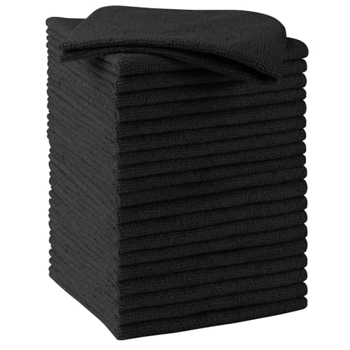 HOMEXCEL Black Microfiber Cleaning Cloths, 20 Pack Cleaning Rags - Lint Free & Scratch-Free Microfiber Towels for Cars, House & Kitchen, Absorbent Cleaning Towels, 11.5 x 11.5 Inch - color: Black