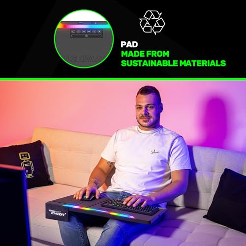 Couchmaster Lapboard³ with HORIZONLIGHT RGB Bar, Ultimate Ergonomic USB-Hub Gaming Lap Board for Couch and Bed, Large, Stable and Compatible with All Keyboards and Mice, Laptops, PCs, PS4/5, Xbox - color: Black Lapboard³