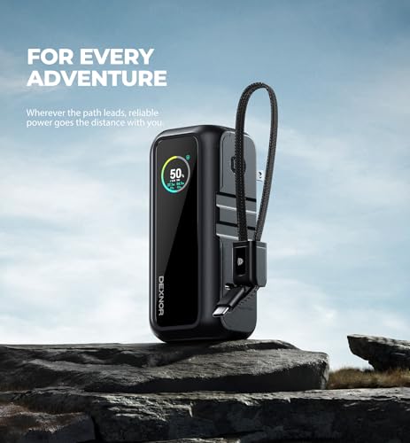 Dexnor 3-in-1 Power Bank, 15,000mAh Battery Pack with 65W Output, Foldable AC Plug, Built-in USB Handle Cable, Support PD3.0 and PPS Fast Charging, Sleek Portable Charger for iPhone, Samsung, etc.