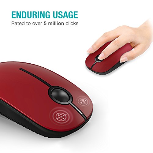 VssoPlor Wireless Mouse, 2.4G Slim Portable Computer Laptop Mouse with Nano Receiver Quiet Silent Optical Mice for Notebook, PC, Laptop, Computer-Black and Red - color: Black and Red