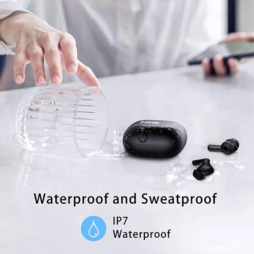 Wireless Earbuds, Bluetooth 5.4 Headphones in Ear with 4 ENC Noise Cancelling Mic, New Wireless Earphones HiFi Stereo Deep Bass 40H Playtime, In-Ear Bluetooth Earbuds LED Display IP7 Waterproof, USB-C - color: Deep Black