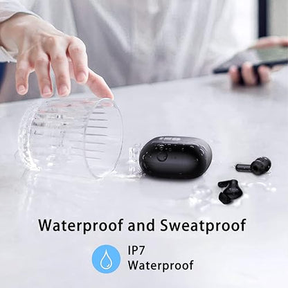 Wireless Earbuds, Bluetooth 5.4 Headphones in Ear with 4 ENC Noise Cancelling Mic, New Wireless Earphones HiFi Stereo Deep Bass 40H Playtime, In-Ear Bluetooth Earbuds LED Display IP7 Waterproof, USB-C - color: Deep Black