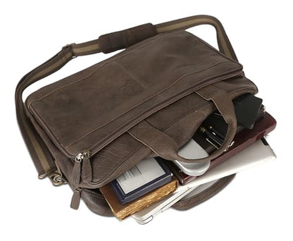 Leather briefcase 18 Inch Laptop Messenger Bags for Men and Women Best Office briefcase Satchel Bag (Grey) - color: Grey