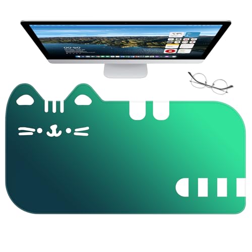 Dapesuom Large Gaming Mouse Pad, Extended Mouse Mat with Stitched Edges, Cute Anime Cat Keyboard Pad with Non-Slip Base, Big XXL Desk Mats for Gamer, Computer, Desktop, 29.5 x 15.9in, Green Gradient - color: Z-Green Gradient