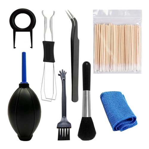 8 PCS Keyboard Remover Tools for Mechanical Keyboard-Include Air Blower, 2 PCS Keycap Pullers, Tweezers, 2 PCS Cleaning Brushes, Pack of Pointed Cotton Swabs, Cleaning Cloth