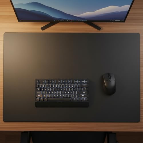 Dacasso Leather Desk Pad Without Side Rails - color: Black, size: 24" x 38"