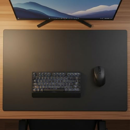 Dacasso Leather Desk Pad Without Side Rails - color: Black, size: 24" x 38"