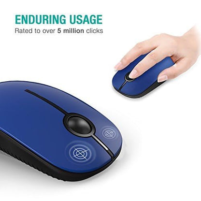 VssoPlor Wireless Mouse, 2.4G Slim Portable Computer Mice with Nano Receiver for Notebook, PC, Laptop, Computer-Black Blue - color: Black Blue