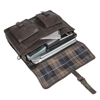 Leather briefcase 18 inch laptop messenger bag for men and women best satchel office bag - color: Grey, size: 16 Inch