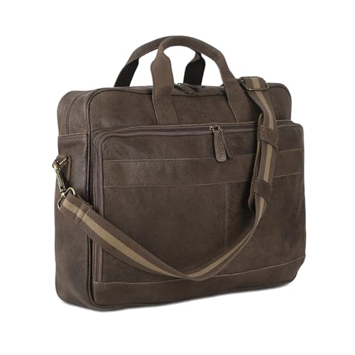 Leather briefcase 18 Inch Laptop Messenger Bags for Men and Women Best Office briefcase Satchel Bag (Grey) - color: Grey