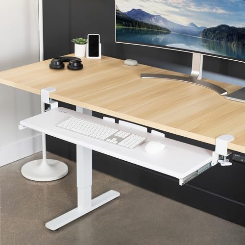 VIVO Extra Long Clamp-on Computer Keyboard and Mouse Under Desk Slider Tray, 34 x 11 inch Pull Out Platform Drawer, White, MOUNT-KB15EW - color: White, size: 34 inch