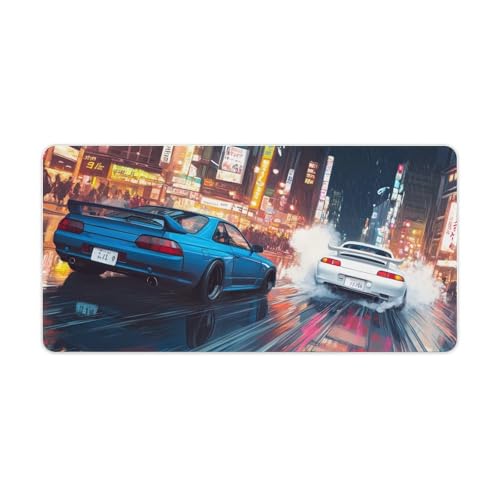 Large Ergonomic Gaming Mouse Pad Tokyo Night JDM Mouse Pad Japanese Art of Street Racing in Shibuya Theme with Non-Slip Base Water-Resistant Surface and Stitched Edges, 30x60cm - color: Style-6, size: 30x60cm