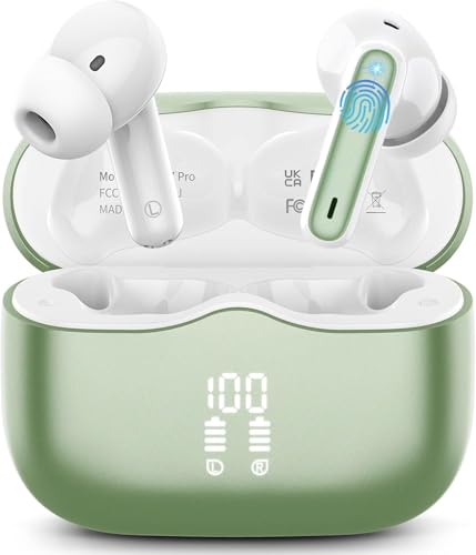 Wireless Earbuds, Bluetooth 5.4 Headphones in Ear with 4 ENC Noise Cancelling Mic, New Wireless Earphones HiFi Stereo Deep Bass 40H Playtime, In-Ear Bluetooth Earbuds LED Display IP7, USB-C, Green - color: Green