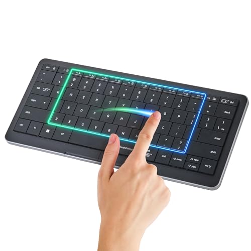 CLVX S Windows | Compact Touch On Keys & Gestures AI Keyboard | Bluetooth & USB-C | Low-Profile Silent Scissor Keys | Interactive RGB | Aluminum Chassis | Compatible with Windows/Linux/Android - style: Compact Win