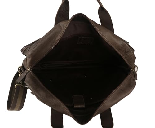 Leather briefcase 18 Inch Laptop Messenger Bags for Men and Women Best Office briefcase Satchel Bag (Grey) - color: Grey