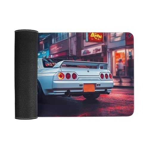 Large Ergonomic Gaming Mouse Pad JDM Street Art Japanese Cars in Tokyo Night Cityscape Theme with Non-Slip Base Water-Resistant Surface and Stitched Edges, 30x60cm - color: Style-4, size: 30x60cm