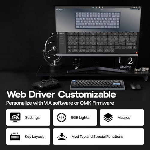 EPOMAKER Luma84 Low Profile Aluminum Mechanical Keyboard, QMK/VIA Programmable, Tri-Mode Wireless, Win/MAC/Linux Compatible, RGB Backlight (Black&Blue, Gateron Low-Profile Brown Switch) - color: Black&Blue, size: Gateron Low-Profile Brown Switch