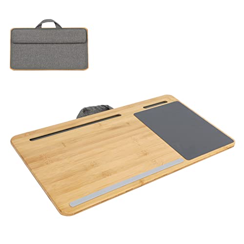 SUMISKY Laptop Lap Desk with Cushion Protable LapDesk with Handle Tablet Support Phone Holder and Mouse Pad Oversized Bamboo Laptop Stand for Sofa Fits Up to 17 Inches - size: L(21.3"x11.8")