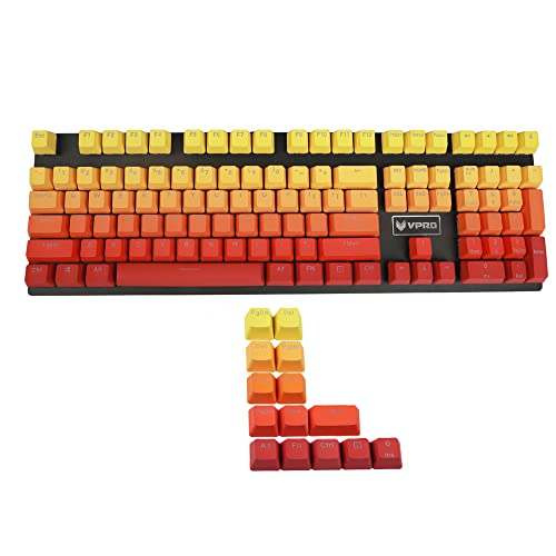 YMDK Double Shot 108 Dyed PBT Shine Through OEM Profile Keycap Rainbow Carbon Sunset Backlit Keycaps for MX Switches Mechanical Keyboard（Only Keycap） (Yellow Red Gradient 122) - color: Yellow-Red Gradient 122