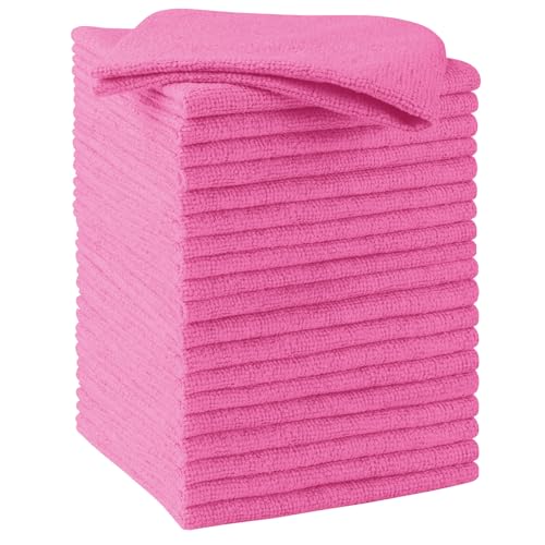 HOMEXCEL Pink Microfiber Cleaning Cloths, 20 Pack Cleaning Rags - Lint Free & Scratch-Free Microfiber Towels for Cars, House & Kitchen, Absorbent Cleaning Towels, 11.5 x 11.5 Inch - color: Pink