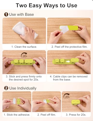 6 Pack Magnetic Cable Clips [1s Open/Lock], Laitver Cord Organizer Holder Strong Adhesive Desk Cable Management- Organize Charging Cords Neatly for Home, Office, Car,Desk, Nightstand-Emerald Green - color: Emerald Green