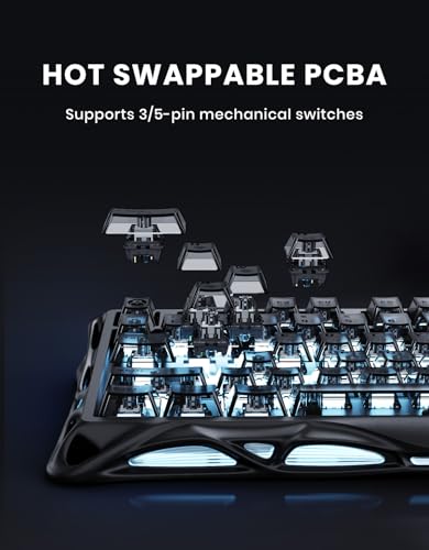 GravaStar Mercury K1 75% Wireless Mechanical Keyboard, Aluminum Alloy Gaming Keyboard with Knob, Hot Swappable, Linear Switches, Transparent Keycaps, RGB Backlit, 2.4GHz/BT5.0/USB for PC Gaming - color: Stealth Black