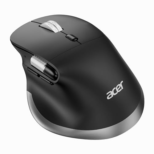 acer Ergonomic Mouse Wireless Rechargeable with Side Scroll (BT5.2+2.4GHz), Bluetooth Computer Mouse for Laptop, Medium to Large Sized Hands, Office USB Mice, 8 Buttons, 4800 DPI for PC, MacBook Neo - size: Ergonomic